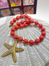 Afbeelding in Gallery-weergave laden, Grote kralenketting 14mm met facet en grote afneembare zeester