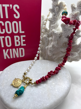 Afbeelding in Gallery-weergave laden, Premium ketting “gold red pearl stone” reversible