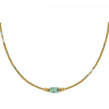 Afbeelding in Gallery-weergave laden, Stainless steel kralenketting met natuursteen “groen”