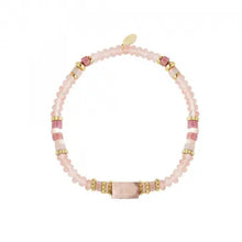 Afbeelding in Gallery-weergave laden, Stainless steel kralenarmband met natuursteen “pink”