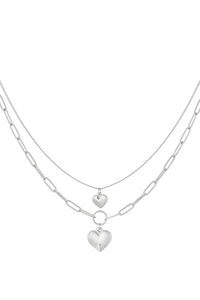 Stainless Steel dubbellaagse ketting met hart “Silver”