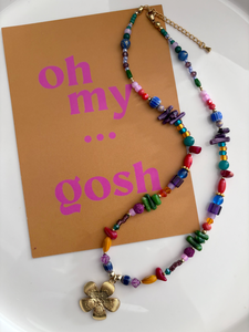 Stainless steel kralenketting multicolor flower “oh my gosh”