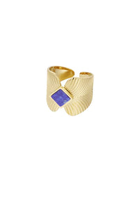 Stainless Steel ring met blauwe natuursteen