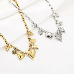 Stainless steel Hartjes bedelketting “gold”