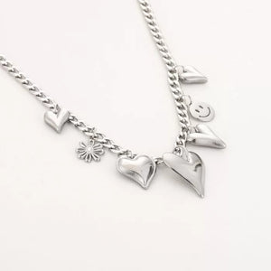 Stainless steel Hartjes bedelketting “Silver”