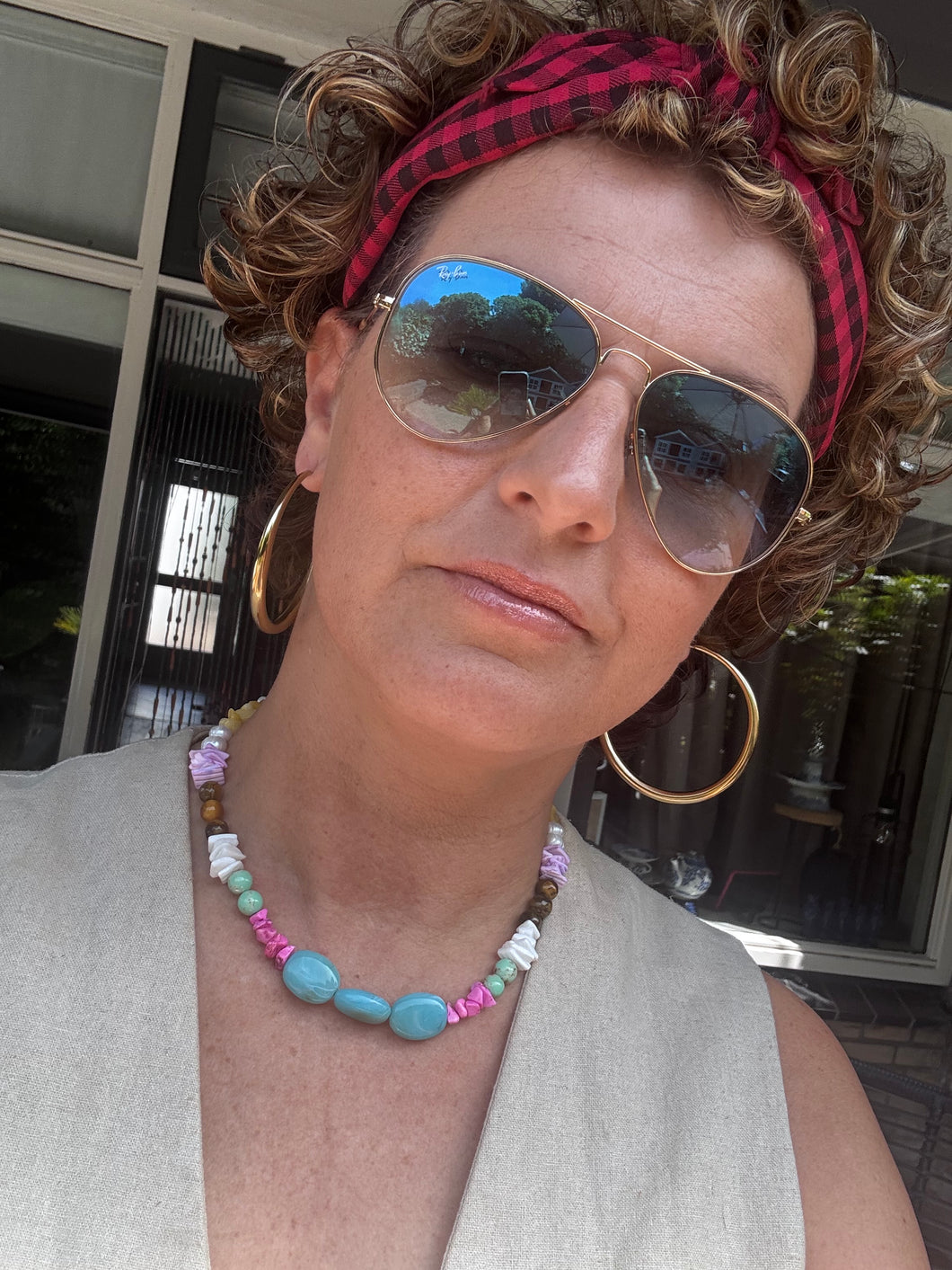 Multicolor kralenketting “turquoise”