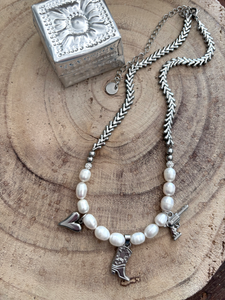 Stainless steel ketting Western “Silver pearl”