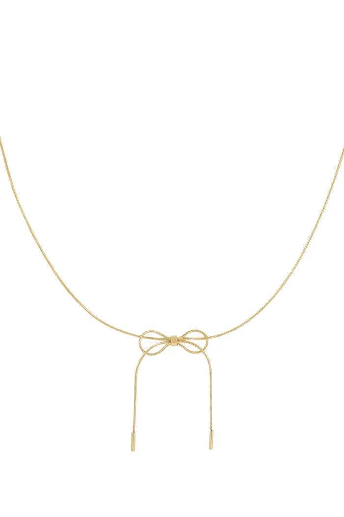 Stainless Steel bow ketting “gold”