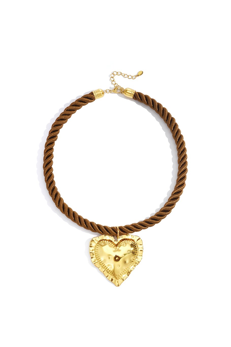 Necklace with heart charm “brown”