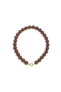 Kralenketting bruine kralen met boeislot