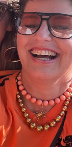 Oranje kralenketting met verwijderbare Zon bedel “Sunshine”