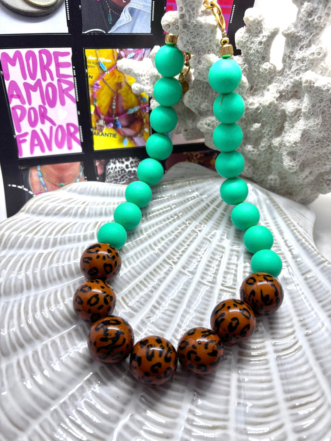 Grote kralenketting tiger green