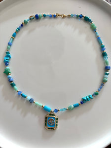 Turquoise kralenketting “Fenna”