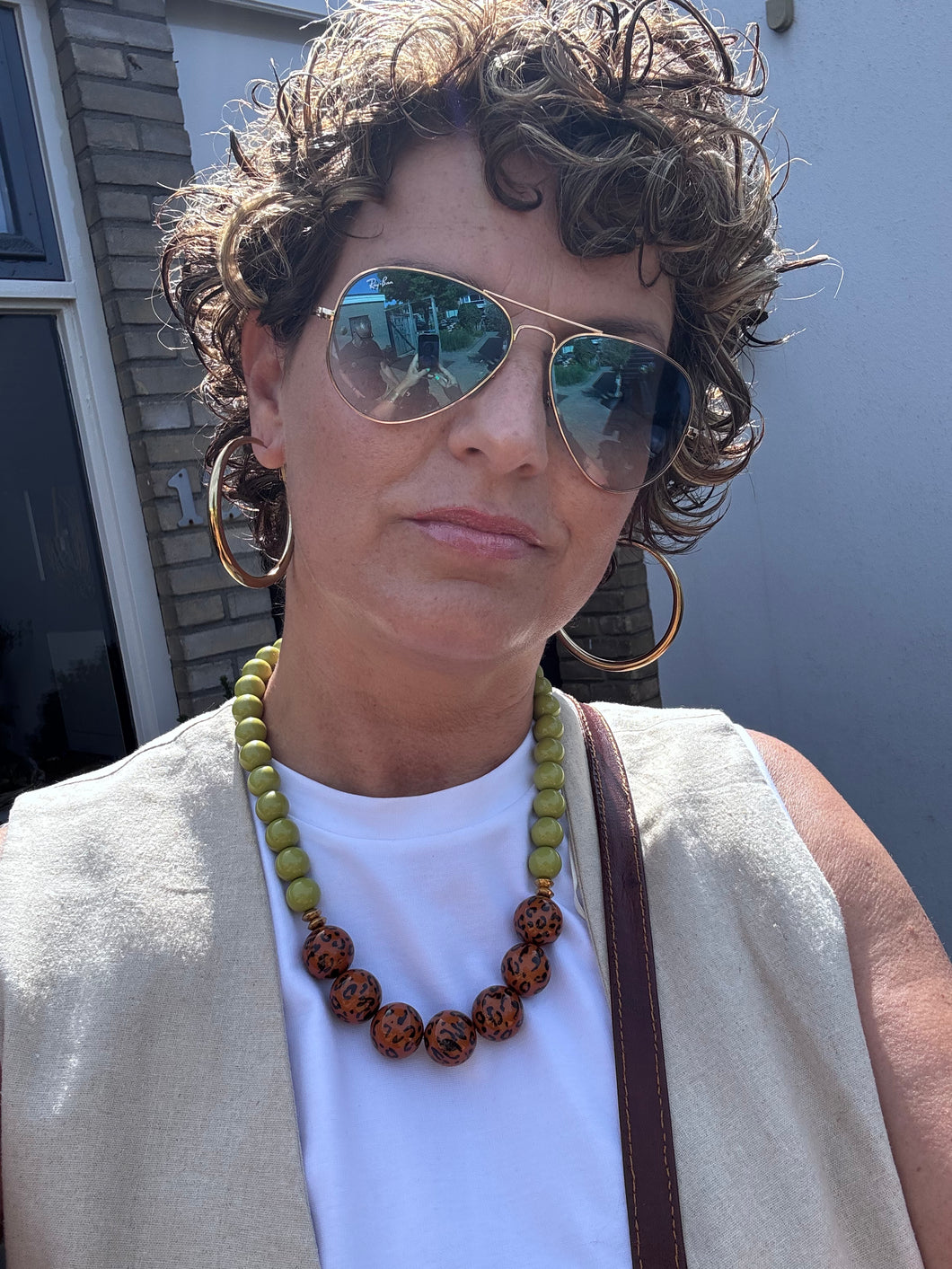 Kralenketting met tijgerkraal “olive”