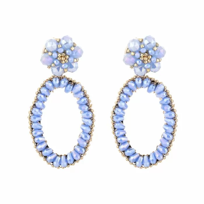 Oorbellen met facetkralen “blue”