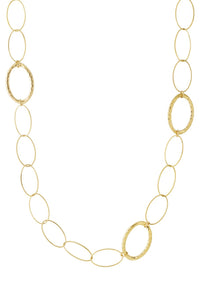Stainless steel oval necklace gold