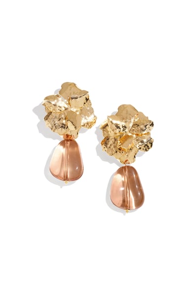 Goudkleurige oorbellen Brown drop