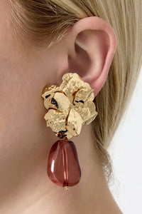 Goudkleurige oorbellen Brown drop
