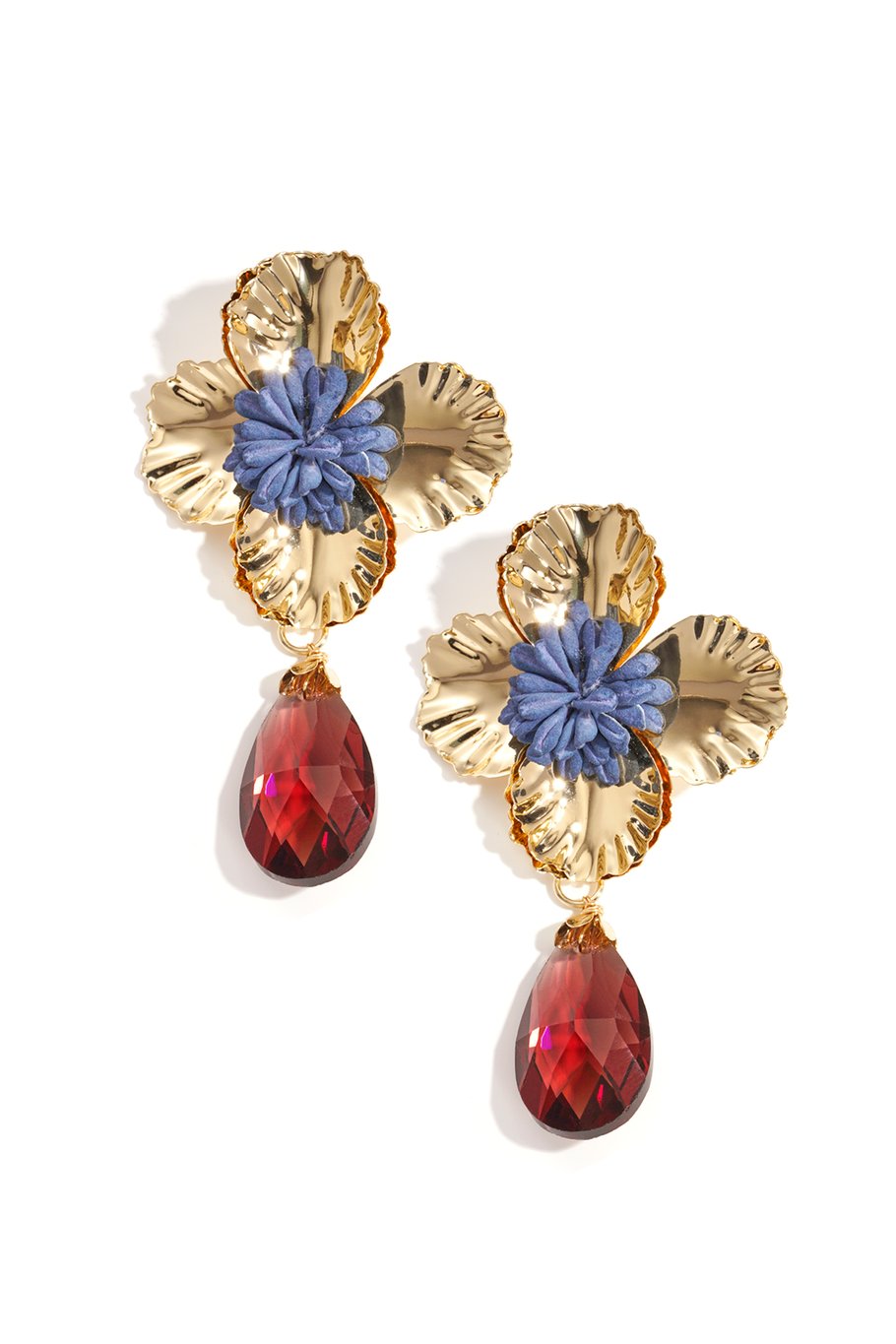 Drop oorbellen flower “red”