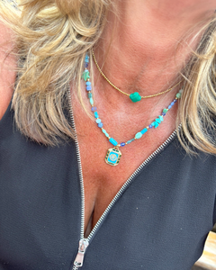 Turquoise kralenketting “Fenna”