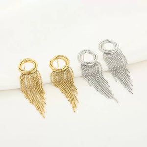 Stainless steel short fringe oorbellen gold “Belle”