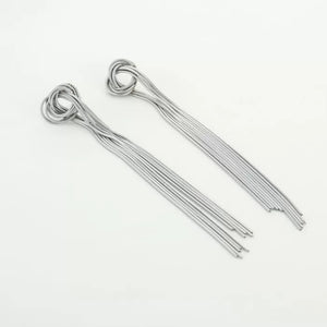 Stainless steel Silver fringe oorbellen long “Jean”