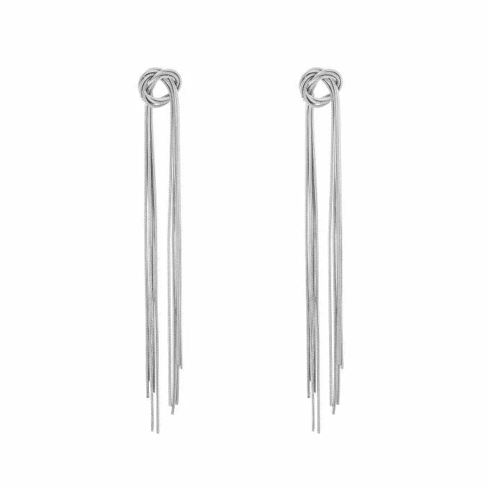 Stainless steel Silver fringe oorbellen long “Jean”