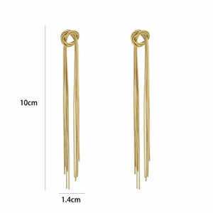 Stainless steel long golden fringe oorbellen “Jean”