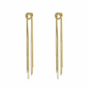 Stainless steel long golden fringe oorbellen “Jean”