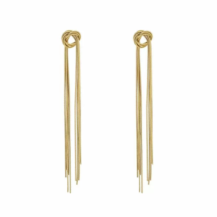 Stainless steel long golden fringe oorbellen “Jean”