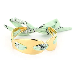 Stainless steel armband met bandana “groen”