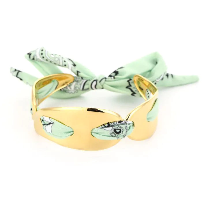 Stainless steel armband met bandana “groen”