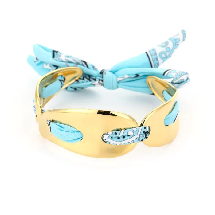 Stainless steel armband met bandana “blauw”