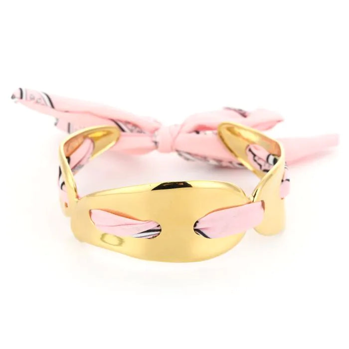 Stainless steel armband met bandana “roze”