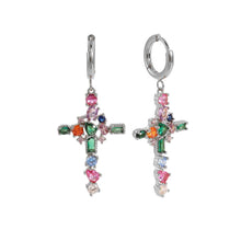 Afbeelding in Gallery-weergave laden, Stainless steel multicolor oorbellen cross “Silver”
