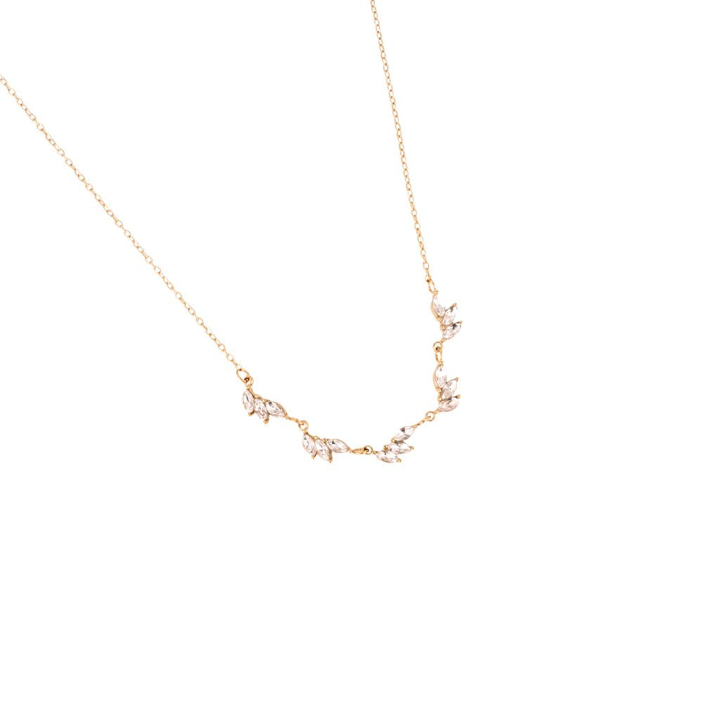 Stainless steel fijne ketting met zirkonia “gold”