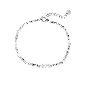 Stainless steel fijne armband met zirkonia “Silver”