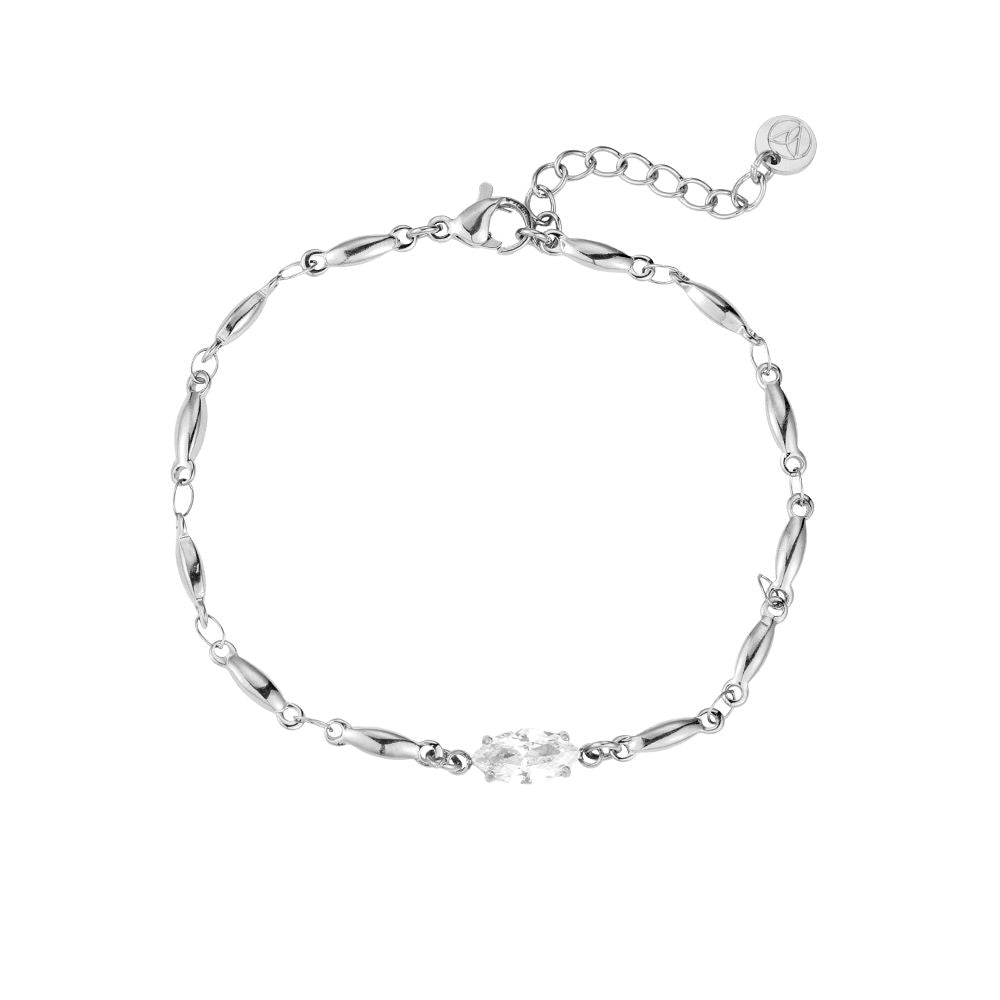 Stainless steel fijne armband met zirkonia “Silver”