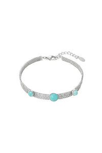 Stainless steel armband blue stones ”silver”