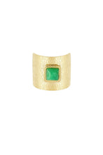 Load image into Gallery viewer, Stainless steel Bohemian ring green stone “gold”
