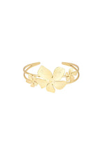 Load image into Gallery viewer, Stainless steel flower bangle armband “gold”
