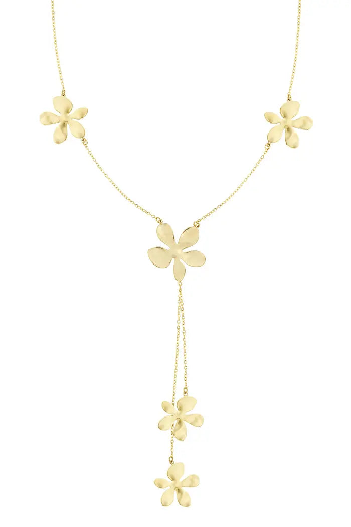 Stainless steel lange ketting flower “gold”