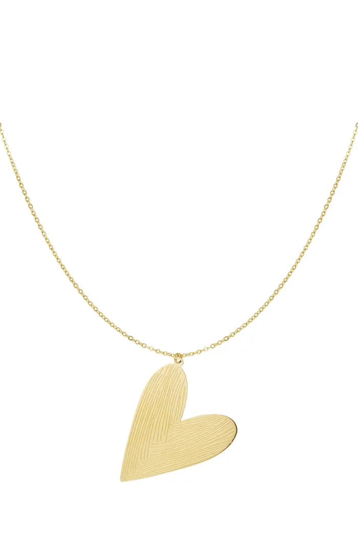 Stainless steel lange ketting hart “gold”