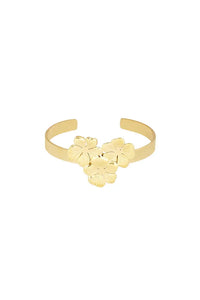 Stainless steel armband met 3 flowers “gold”