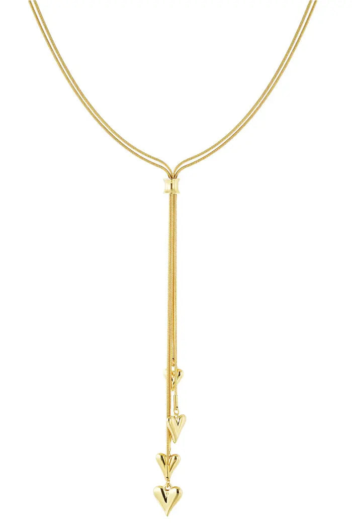 Stainless Steel lange ketting met small hearts “gold”