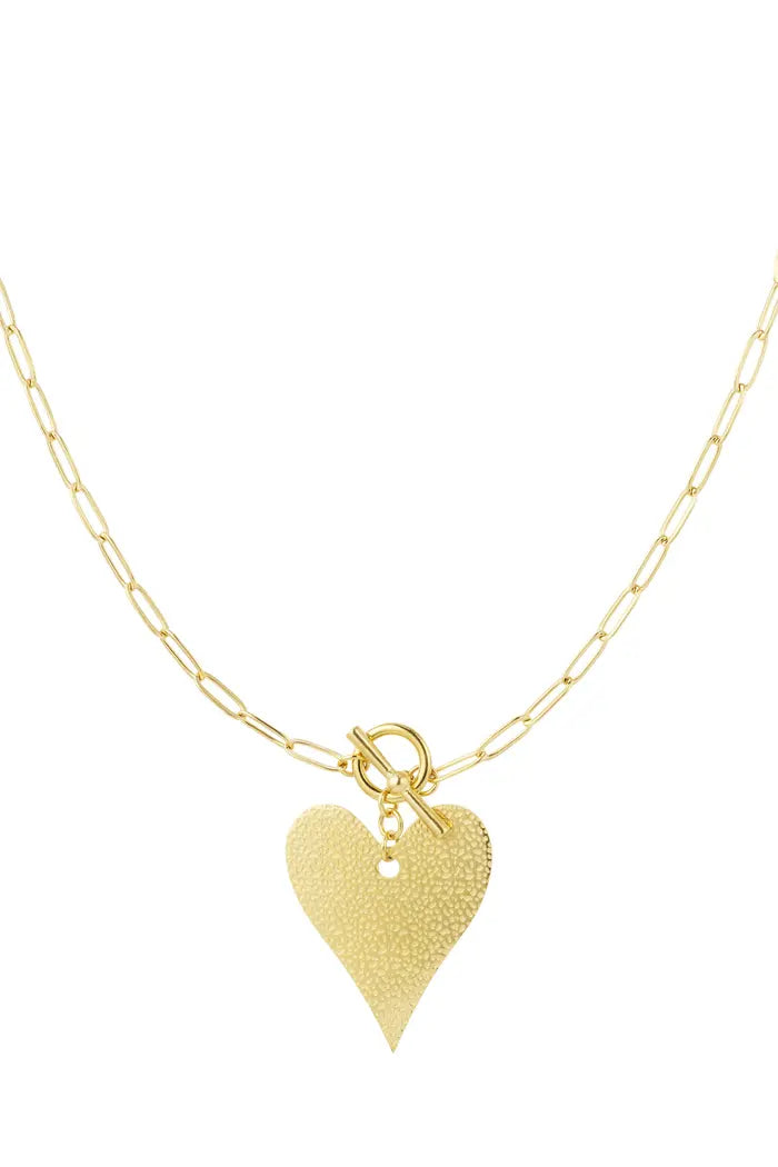 Stainless steel lange chain ketting big heart