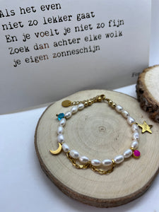 Zoetwaterparel armband golden moon