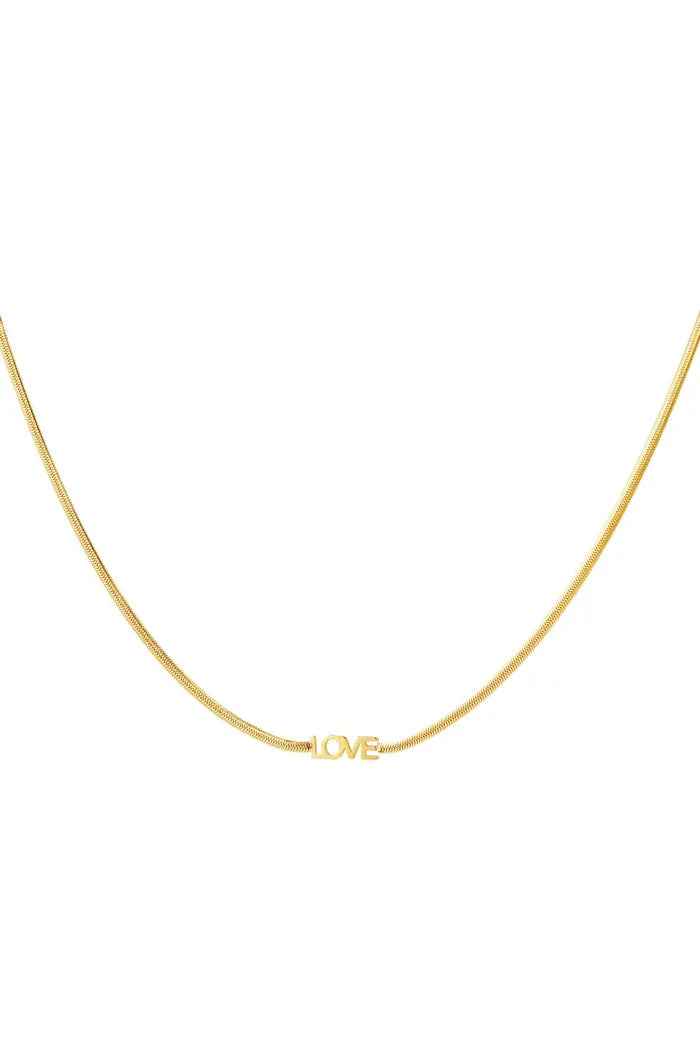 Stainless steel ketting LOVE “gold”