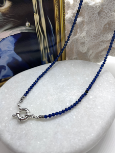 Stainless steel ketting “Silver dark blue shine”