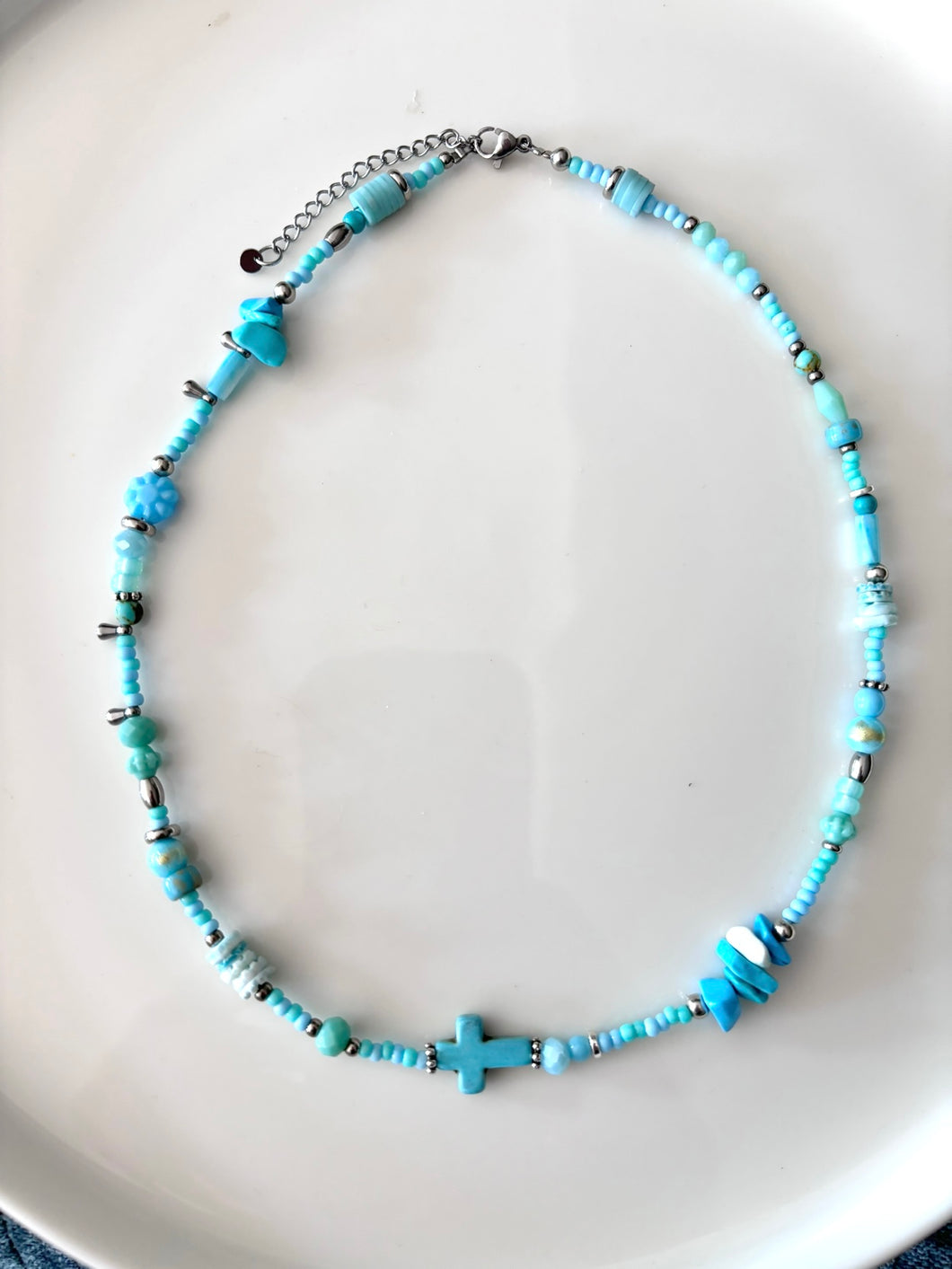 Kralenketting turquoise Silver “Sara”